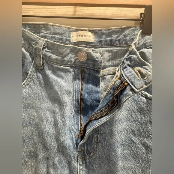 PacSun High Rise Bootcut Jeans Size 30 Stretch Light Wash Raw Hem - Picture 5 of 10